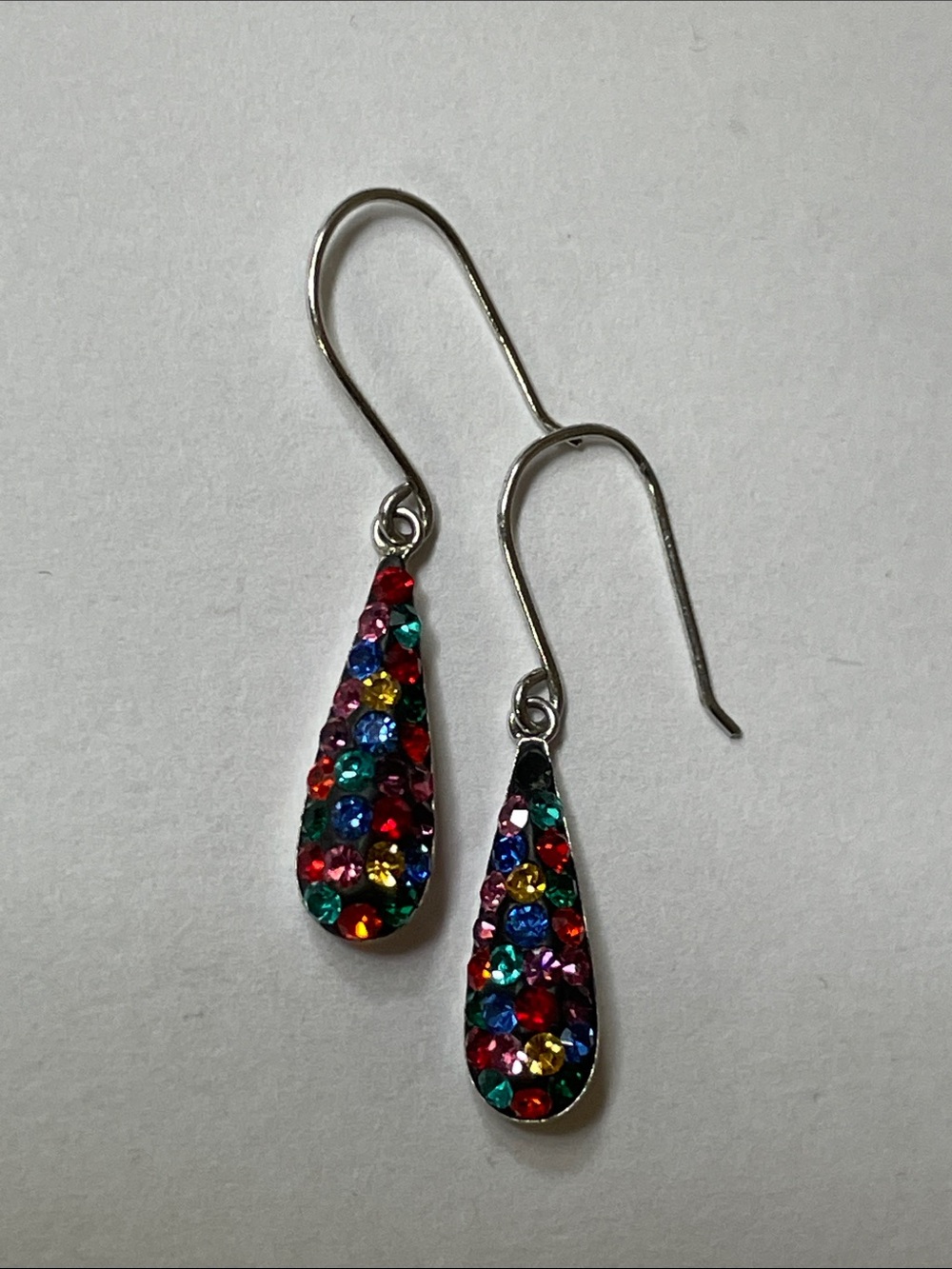 Multi-Color Pave 925 Crystal Teardrop Dangle Earrings